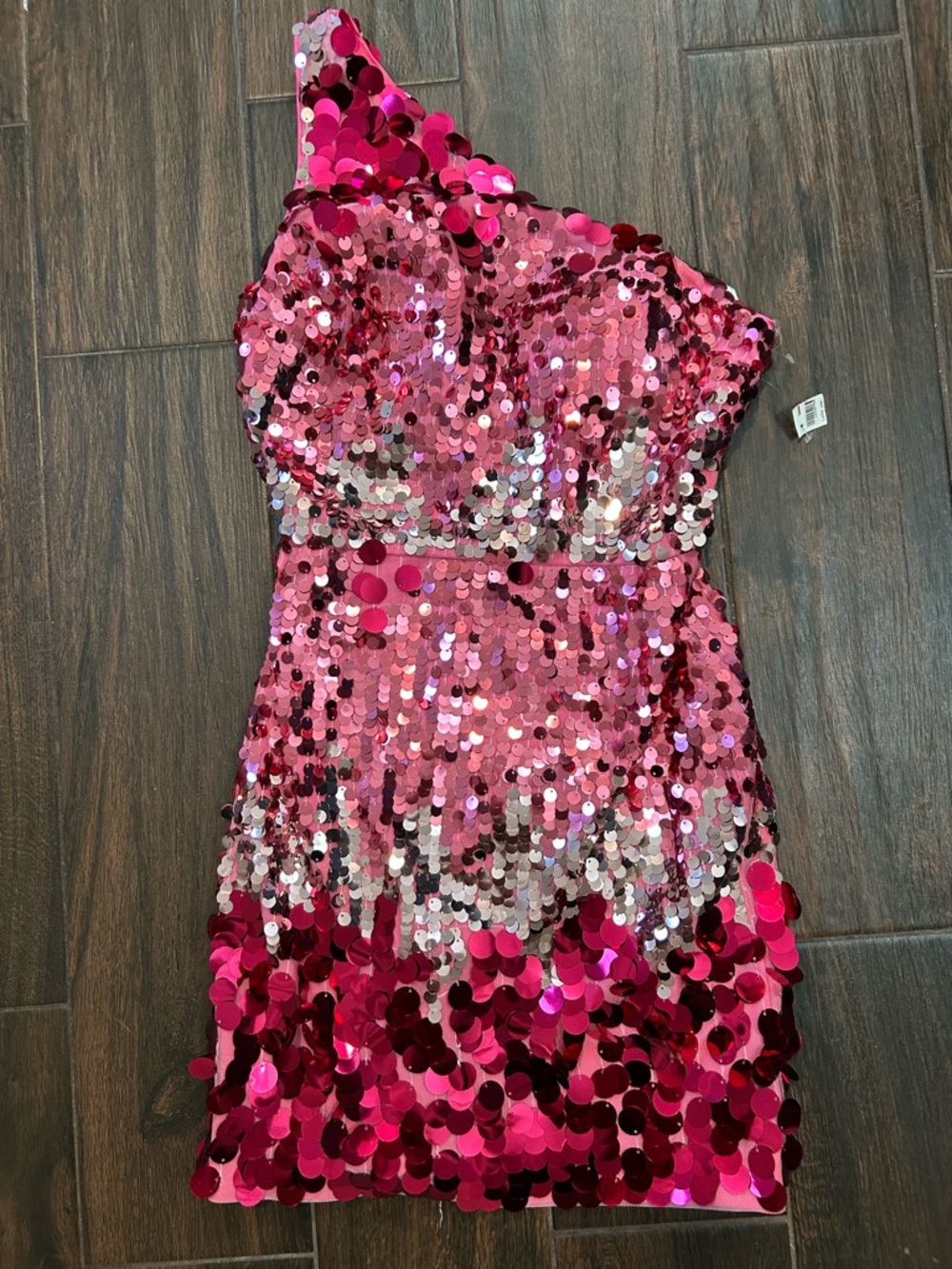 Pear Moon jrs 5 pink and silver sequins party dress NWT one strap cocktail club